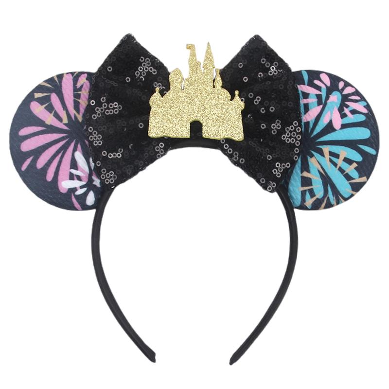 Disney Glänzendes Schloss Mausohren Stirnband Jungen Mädchen Festival Party Cosplay Haarband Frauen DIY Haarschmuck Cartoon Geschenk