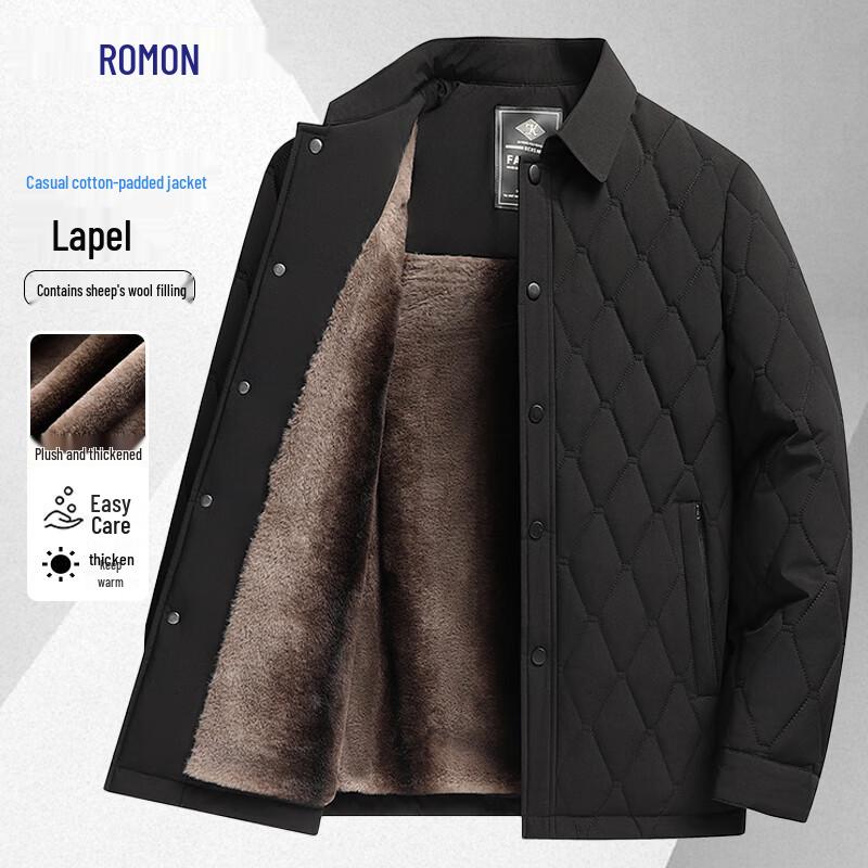 

Romon Men s Diamond Quilted Wool-Blend Padded Jacket 3XL