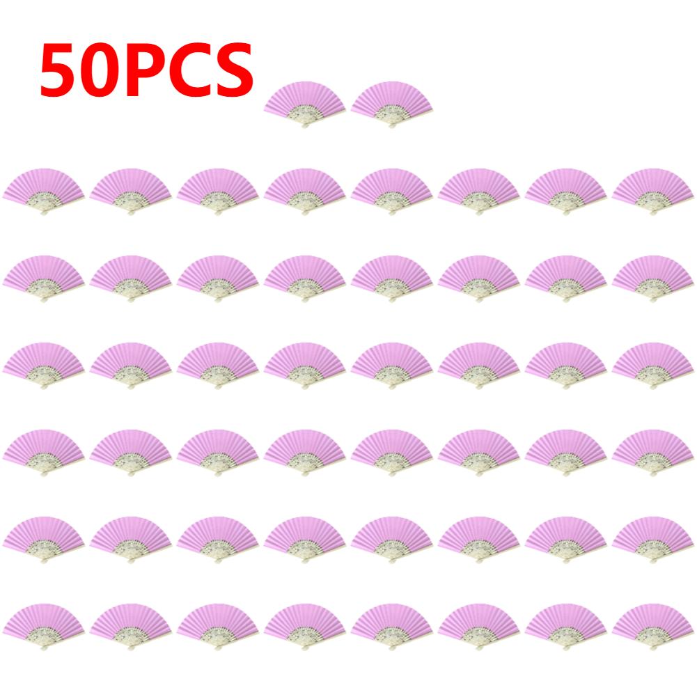 White Purple Foldable Paper Fan Portable Chinese Bamboo Fan Wedding Gifts For Guest Birthday Party Decoration Kids Painting