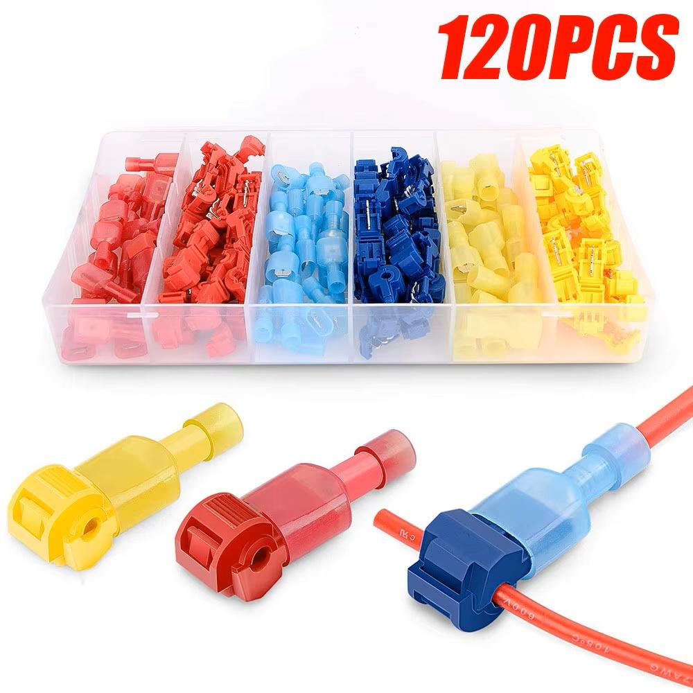 60-480PCS T Tap Wire Connectors Kit Electrical Connectors Kit Spade Terminals Quick Splice Disconnect Wire Taps (22-10 AWG)