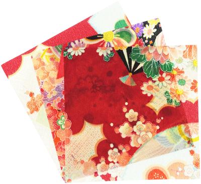 Nishimura Shoji Chirimen ORIFU 17cm X Pack of Crane Crafts Handmade Supplies (Folding Cloth), Approx. 17cm, 3, Design, &