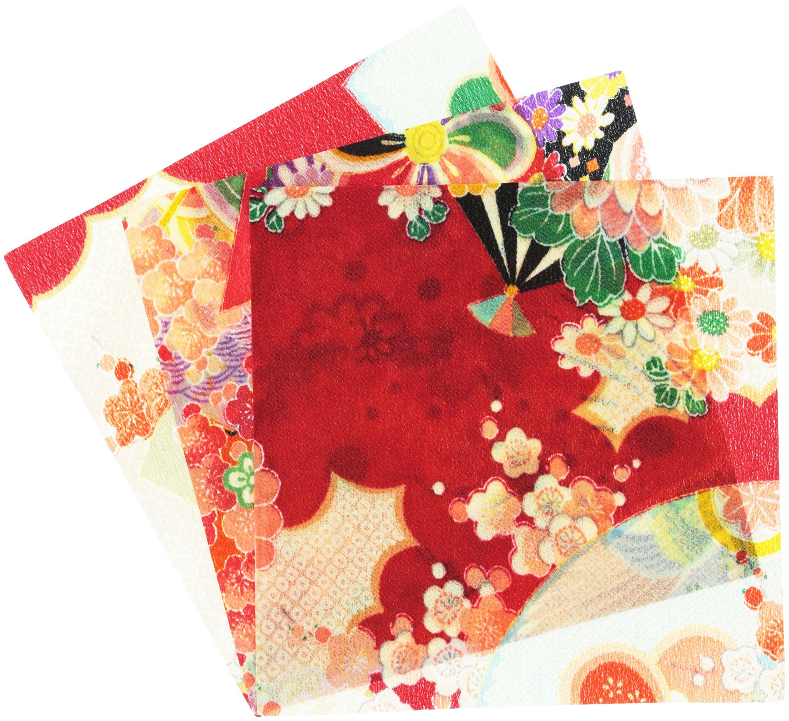 

Nishimura Shoji Chirimen ORIFU 17cm x Pack of Crane Crafts Handmade Supplies (Folding Cloth), Approx. 17cm, 3, Design, &