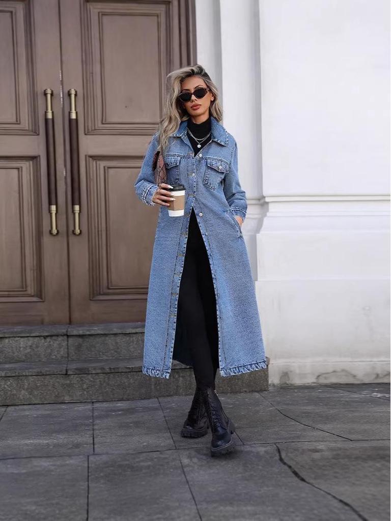 2026 Autumn/Winter Women's Loose Long Denim Jacket