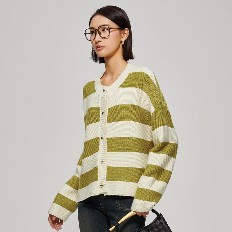 Women's Korean Style Loose Striped Long Sleeve Knit Cardigan