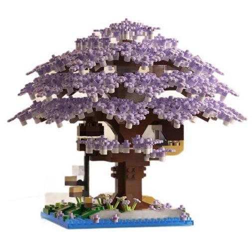 Pink Cherry Tree House Building Micro-Particle Building Block Classic Model Girl Series Difficult Assembly Toys