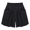 Women Shorts Elastic High Waist Wide Leg Casual Short Pants with Pockets Solid Color Loose Fit Casual