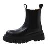 Leather Cigarette Boots Women's Chelsea Boots Short Boots Autumn and Winter New Thick-soled Height-increasing British Martin Boots Single Boots