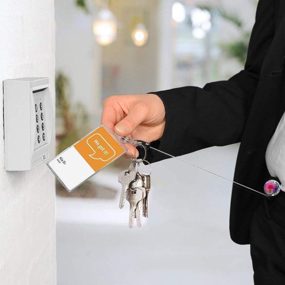 Resin Transparent Key Holder Pressed Floral Card Badge Holder Reels Keyring Badge Reel ID Lanyard