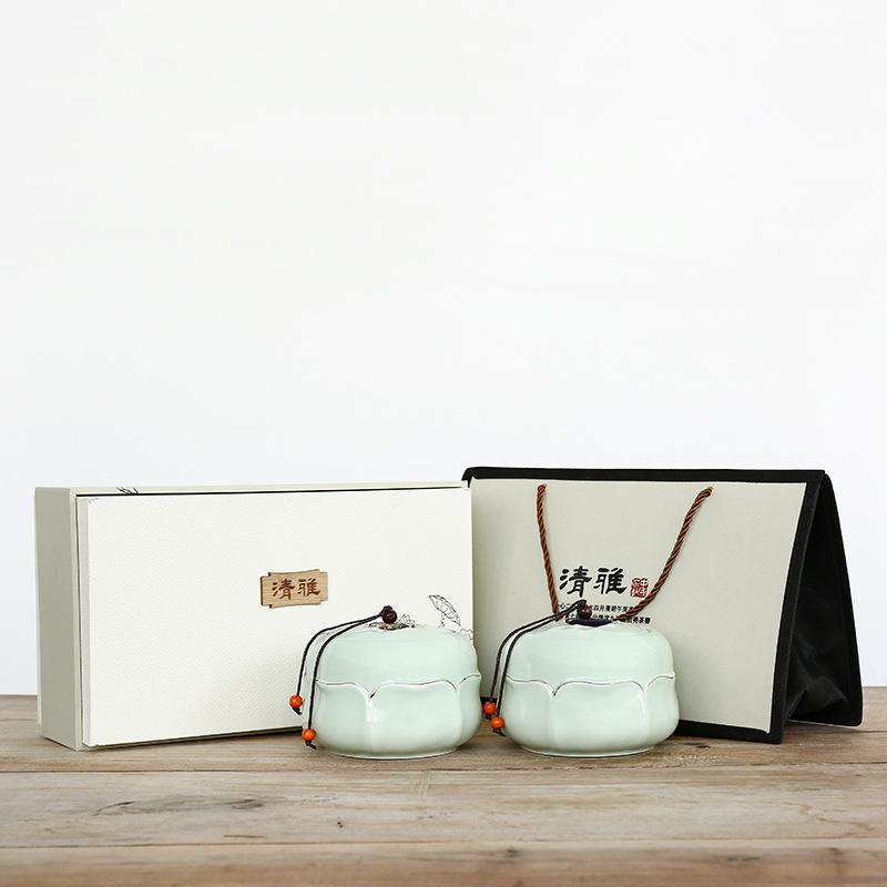 Ceramic tea can gift box sealed tank household storage tea can storage tank porcelain tank green black tea Pu'er tea tank