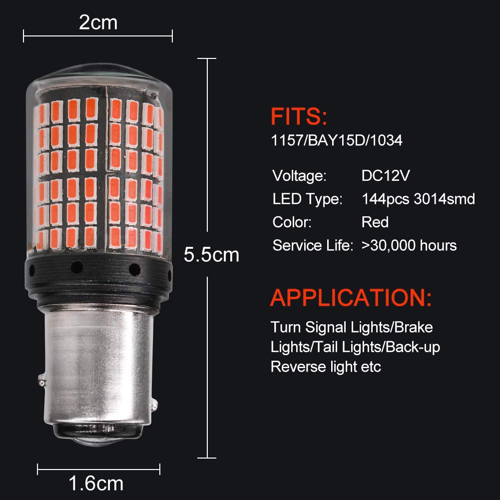 X-STYLE S25 Becuri Duble, LED Roșu, BAY15D, Unghiuri Diferite ale Pinilor, Luminozitate Ultra, LED 1157