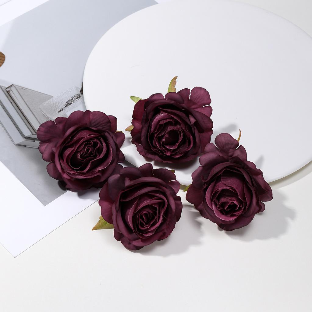 Retro Silk Rose Head Simulation Flower DIY Hair Accessories Material Wedding Flower Wall Decoration Fake Flower