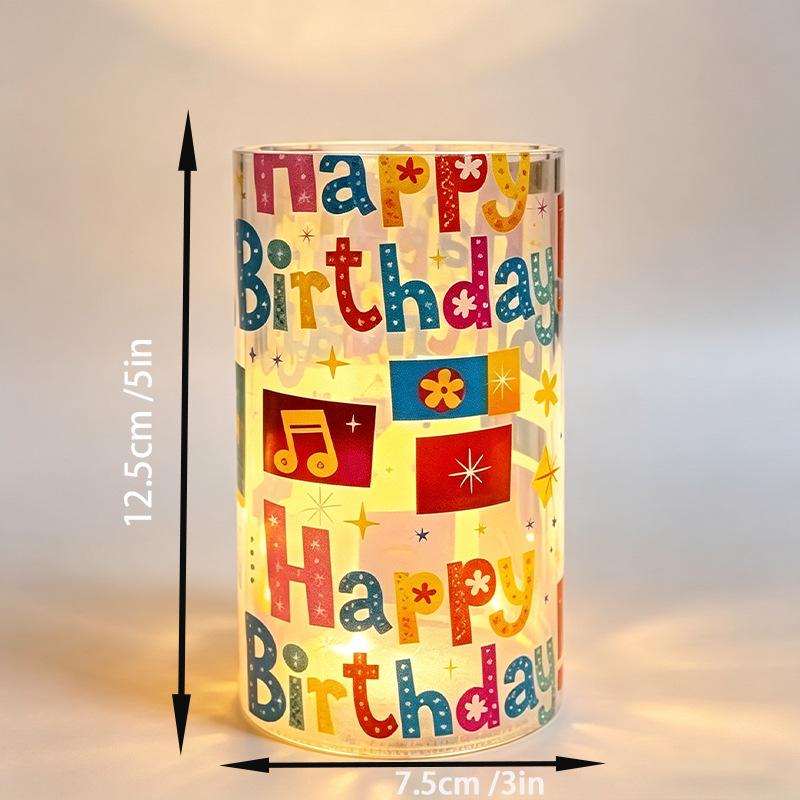 Print new HAPPY replaceable pattern luminous ornament candle 7.5 electronic candle