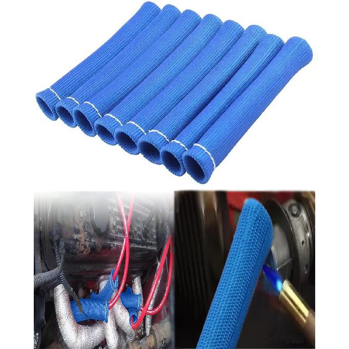 Spark Plug Wire Heat Shield - 8 PCS 2500° Spark Plug Wire Boots Protector, 6 Inches Spark Plug Heat Sleeve Protection Cover Replacement for LS1 /
