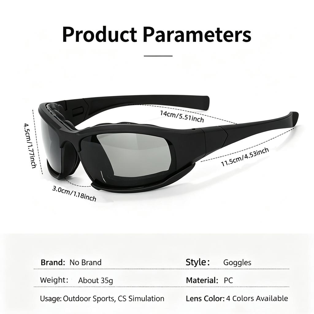 Tactical Protective Goggles Set Windproof Impact‑Resistant PC Eyewear for Military CS Shooting Cycling Outdoor Sports2
