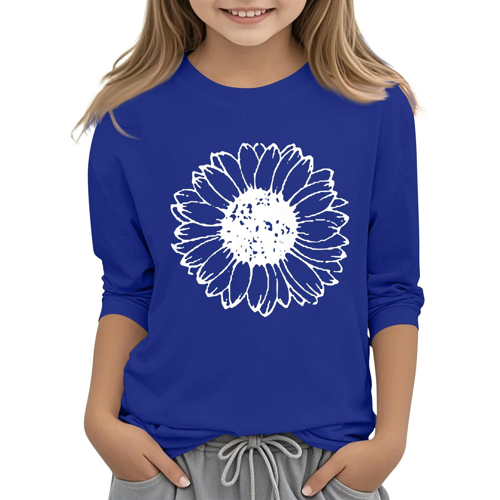 

Детская повседневная футболка с круглым вырезом и принтом подсолнечника, рукав 7 точек 160