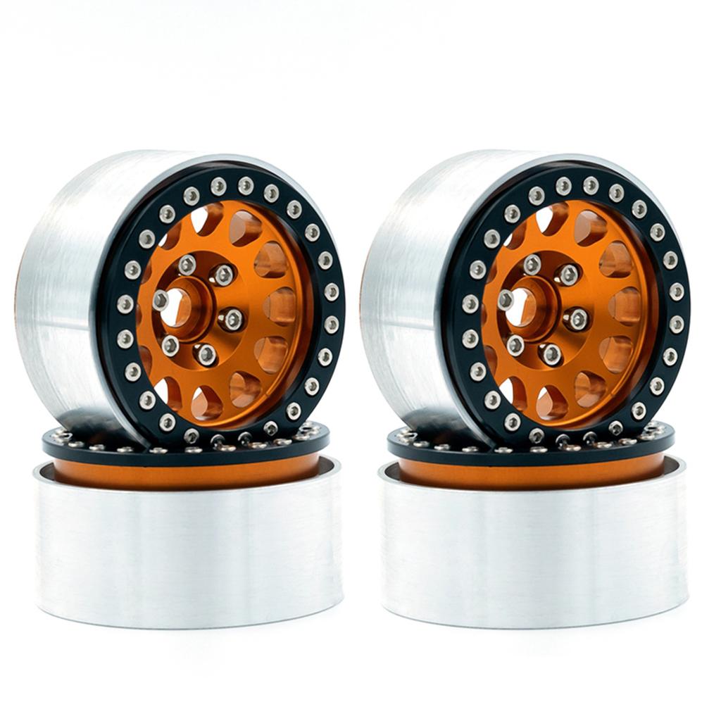 Aluminum Alloy Wheel Rim Beadlock Wheel Rims Hub 4pcs Replacement for 1/10 TRX4 Axial SCX10 90046