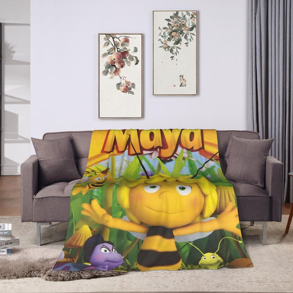 Maya The Bee Blankets  Airplane Travel Flannel Throw Blanket For Bedroom Soft Custom Quality Bedspread Birthday Present