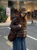 Wind women's short hooded cotton-padded coat bulk goods quilted grid-filled winter warm cotton-padded top