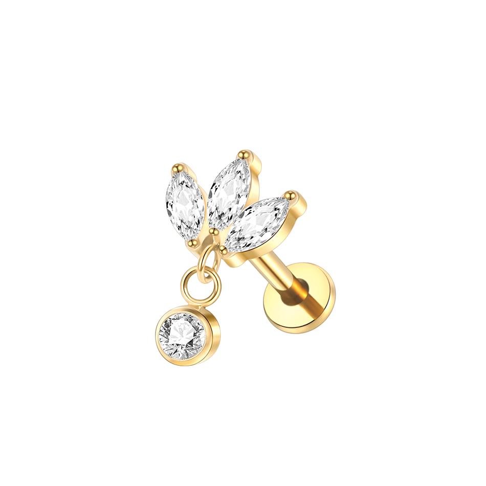 1 Stück Implantatgrad Titan Zirkon Stecker Ohrring Innen Gewinde Stern Labret Piercing Lippe Monroe Helix Tragus Piercing Schmuck