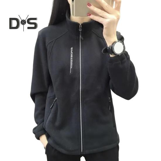 

Женское пальто с воротником-стойкой, застегивающееся на молнию, флисовое спортивное пальто с длинными рукавами, карманами на молнии, однотонная толстая плюшевая куртка, термокардиган для тренировок XXL чёрный