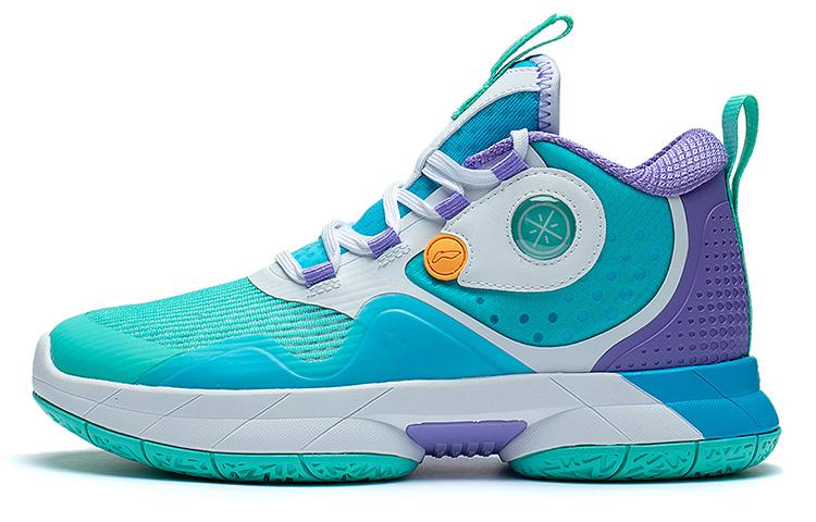 Li Ning YOUNG Cushioning Support Rebound Mid top Children s Basketball Shoes Green Blue Teenagers YKBS040-13 41