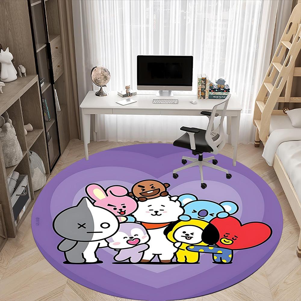 1pc BT21 Characters Chair Carpet for Office Non-Slip,Machine Washable Rug for Office, Room - Holiday Decor - Machine Made Yy251017249