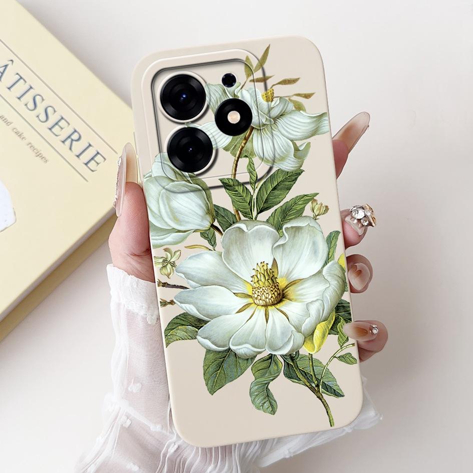 For Tecno Spark 10 Pro Case Cartoon Flower Liquid Silicone Shockproof Cover For Tecno Spark10 Pro Spark 10Pro 4G KI7 Phone Cases
