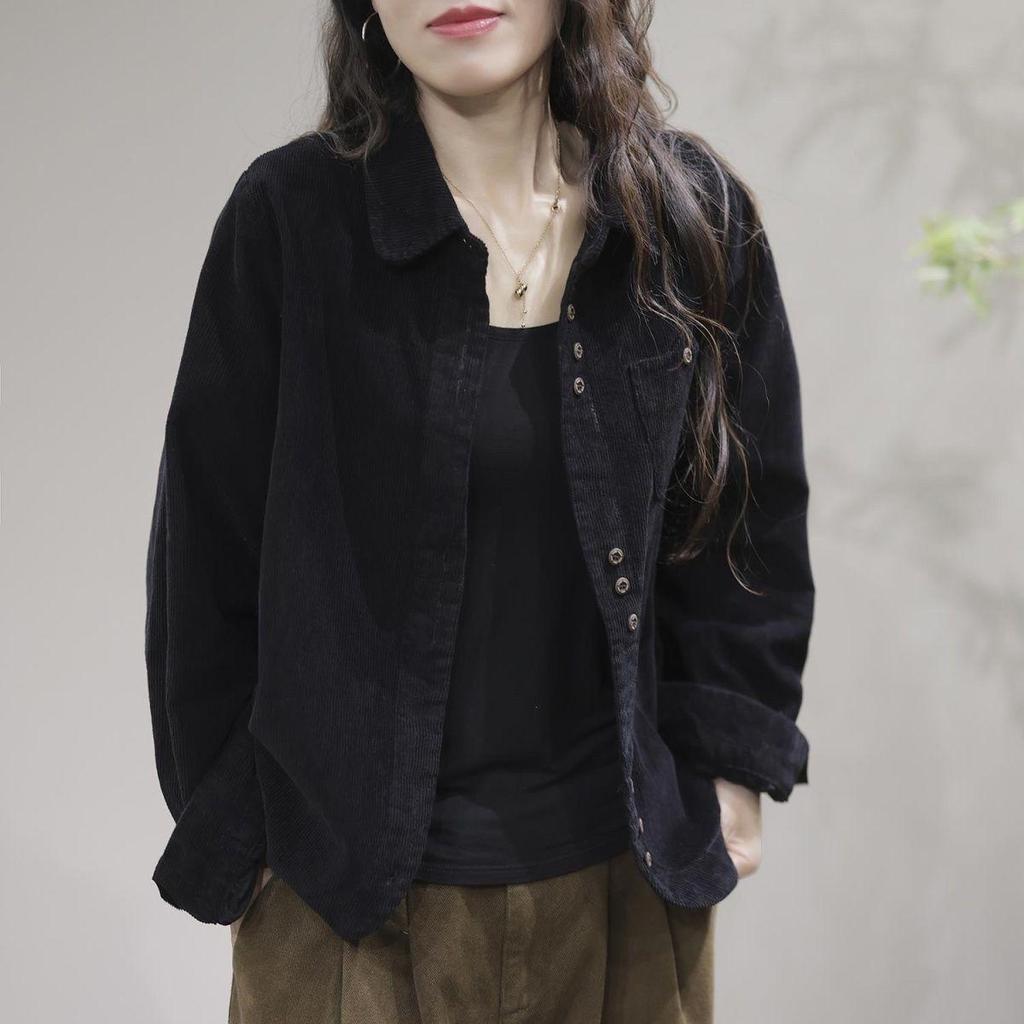 Artı boyutu Bayan Rahat Moda Turn Down Yaka Uzun Kollu Gevşek Kadife Hırka Blazer Ceket Gevşek L-3XL