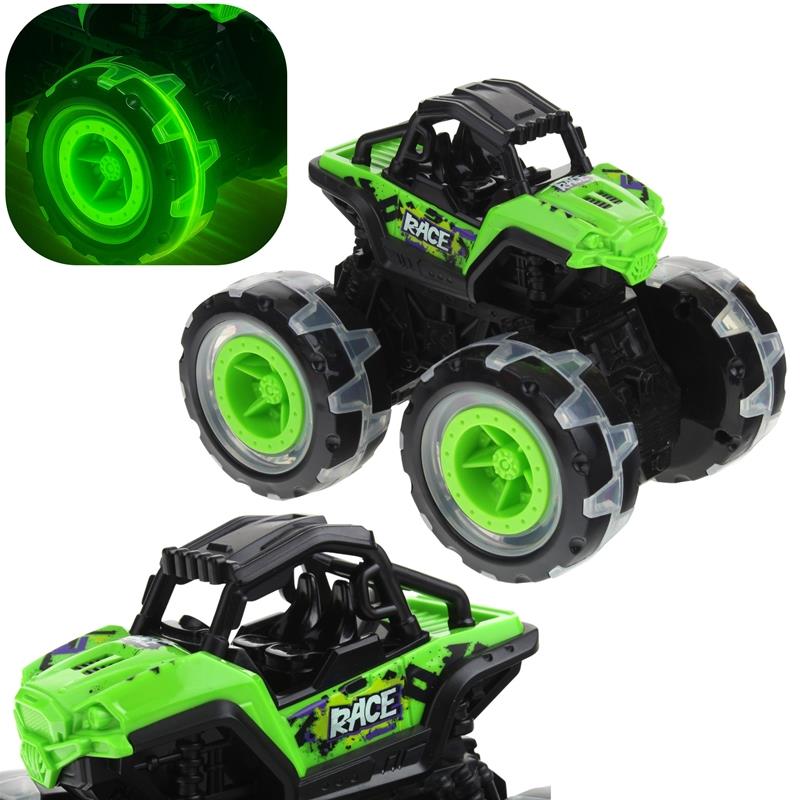 Monster Truck Samochód Terenowy Jeep Auto Off Road Dźwięk Światło Zielony