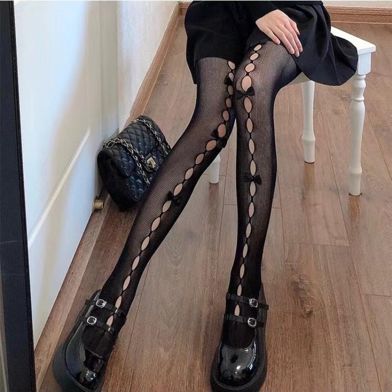 Lolita Cosplay fete bowknot scobiți chiloți sexy subțiri ins tide dantelă colanți anime șosete negru alb plasă ciorapi de mătase