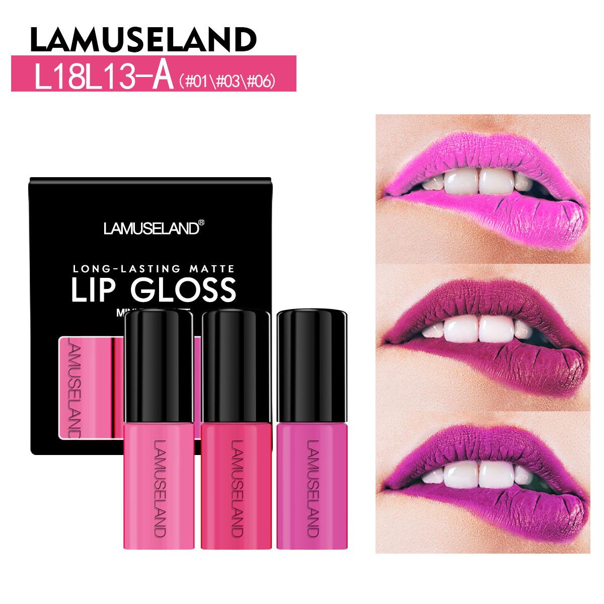 

LAMUSELAND 3 шт./компл. милая мини-водостойкая долговечная жидкая помада матовый блеск для губ 3,5 г x 3