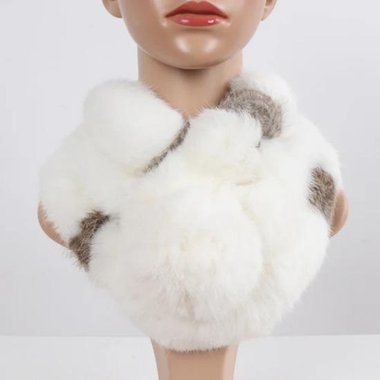Neuer Damen Winter Schal aus echtem Kaninchenfell Handgestrickt Echte Kaninchenfellschals Damen Qualität Warm Echter Kaninchenfell Schal