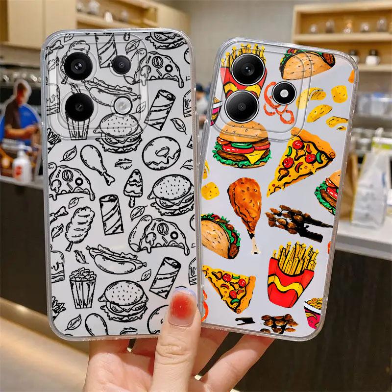 Gourmet Burger Case for Xiaomi Redmi Note 14 Pro Plus Note 13 10S 12S A4 13C 14C 11 12 11S 9 10 Soft Phone Cover