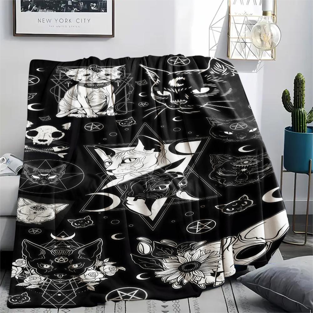 1 Stück Flannelldecke mit Satansymbol-Aufdruck, Hohe Qualität für alle Jahreszeiten, Heimdekoration, Wärme und Komfort, Perfekt für Weihnachtsgeschenke