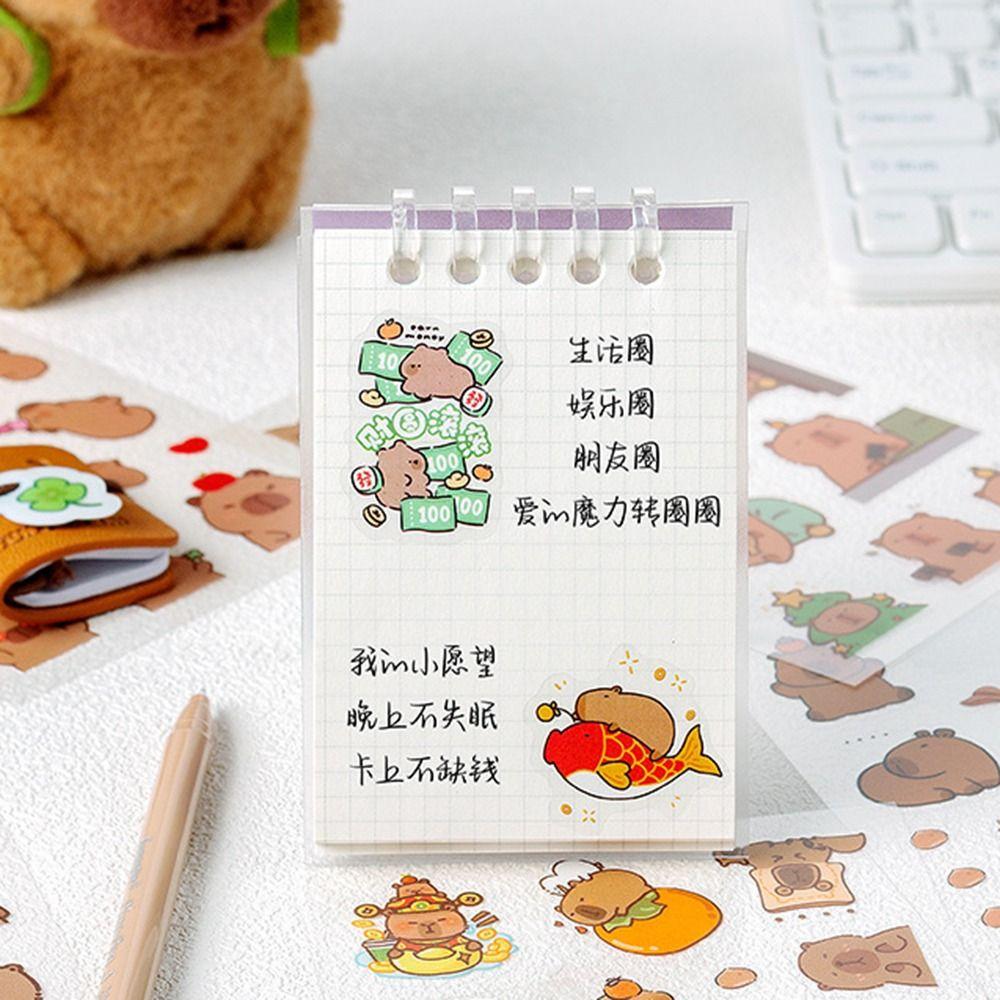 6 Pcs/Bag Cute Scrapbooking DIY Material Creative Capybara Sticker Bag  Laptop