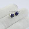 Lapis Lazuli Stud Earring, 925 Sterling Silver Earring, Tiny Round Stud Earring, Birthday Earring, Handmade Jewelry, Minimalist Earring