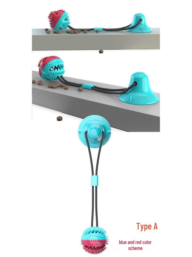 Pet Molar Cleaning Dog Toy: Chew, Tug, and Food Dispensing Suction Cup Ball for Dog Training