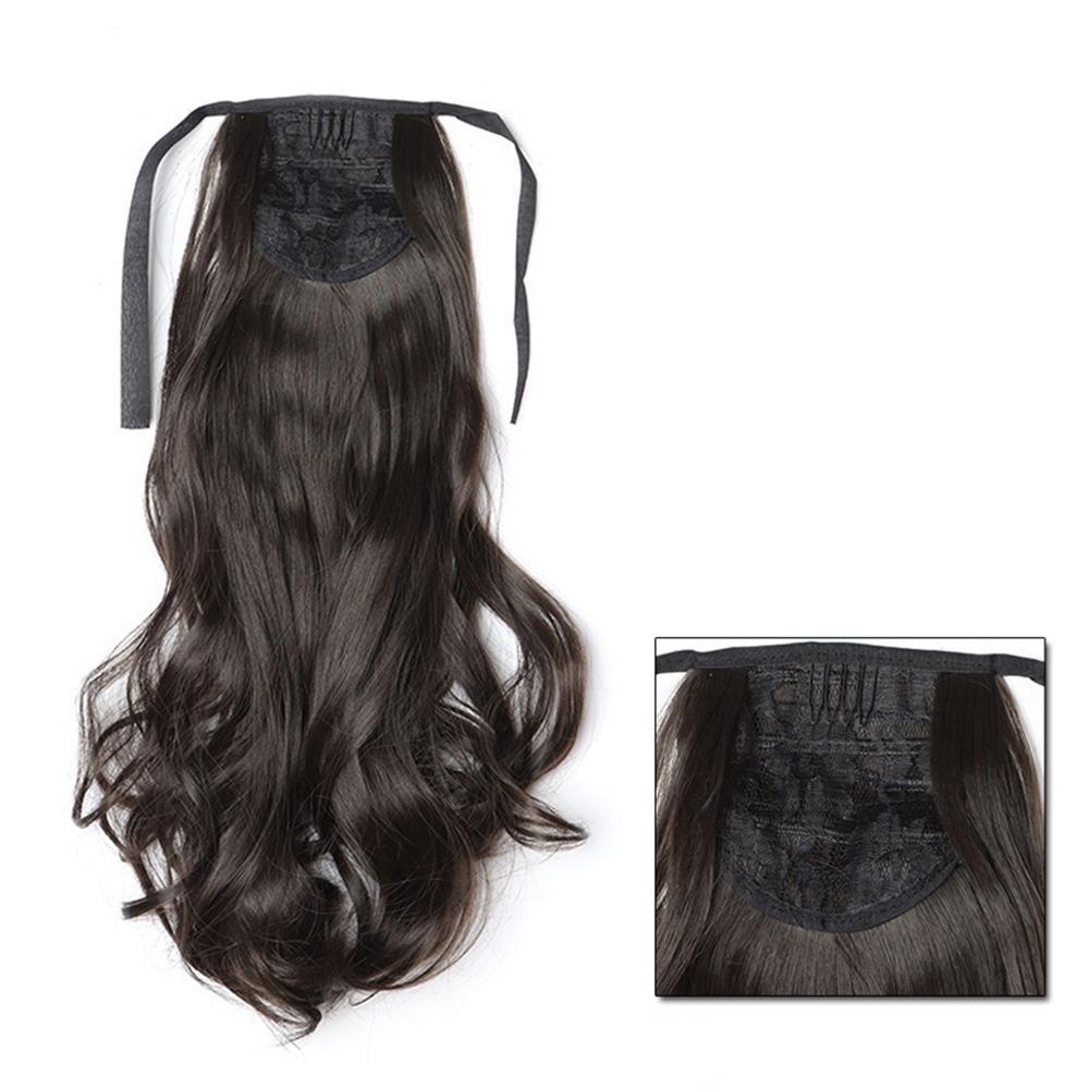 

Волнистый Хвост Накладка для Волос Длинные Плетеные Наращивания Модный Парик Коса для Женщин коричневый/чёрный