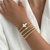 Hip Hop Styles Crosses Pendant Beaded Bracelet Set With Imitation Pearls for Layer Stackable Jewelry Gifts