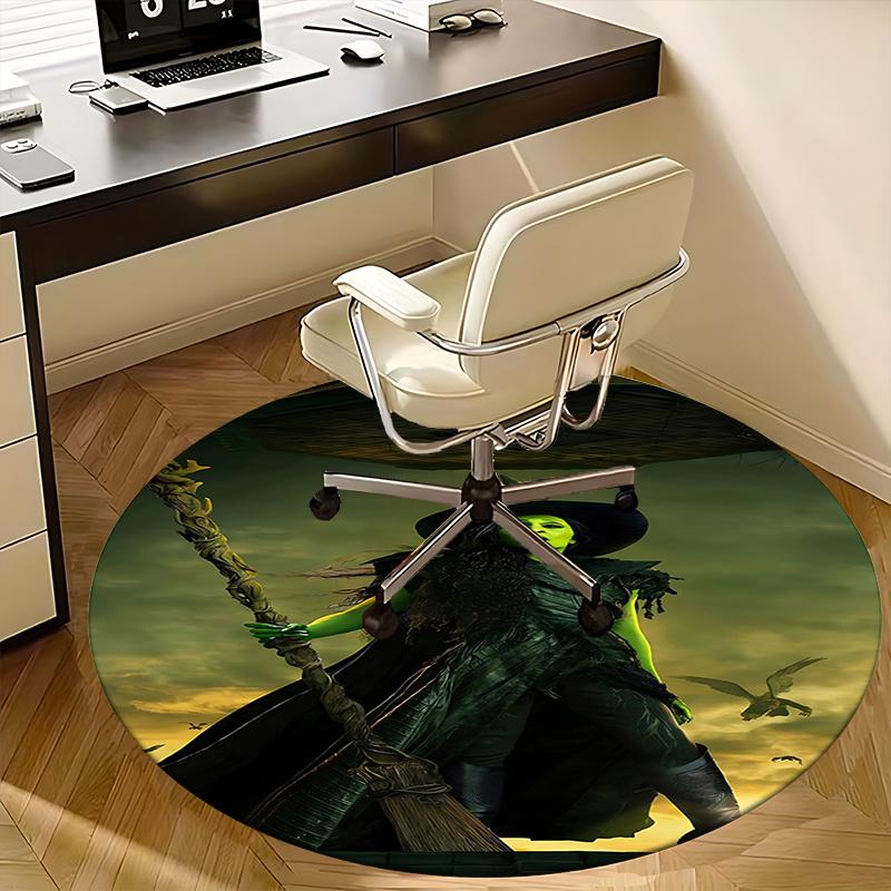 Witch,Broomstick Chair mat Round Rug Office carpet, Machine Washable, Non slip, Suitable for Living Rooms, Bedrooms