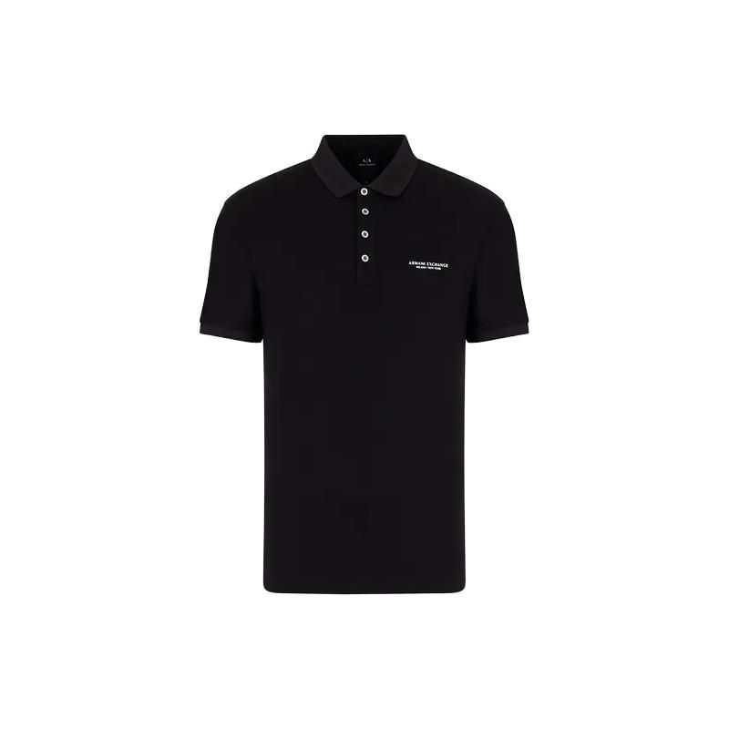 Armani Exchange Effen Kleur Letterprint Rechter Pasvorm Casual Korte Mouwen Polo Shirt Heren Tops Zwart 8NZF80-Z8H4Z-1200 M White