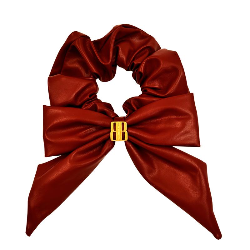 

B Li Shi Jia Women s High-End Leather Hair Tie - Large Lazy Style Scrunchie темно-червоний колір