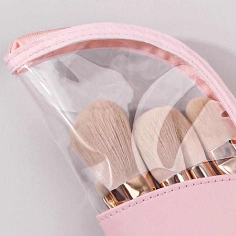 Makeup Brush Case Makeup Brush Holder Travel Waterproof Cosmetic Bag Stand-Up Foldable Makeup Cup With Zipper