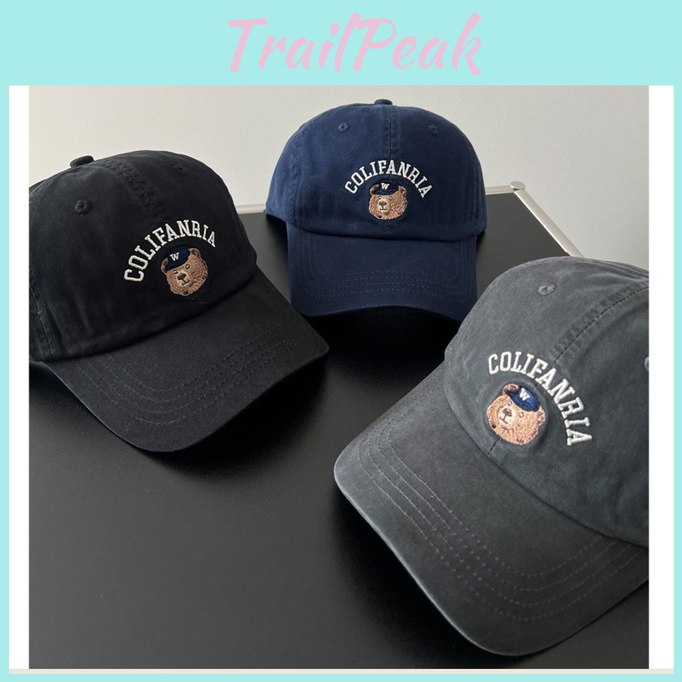 Bear Embroidered Colifanria Baseball Cap With Adjustable Sun Outdoor Protection