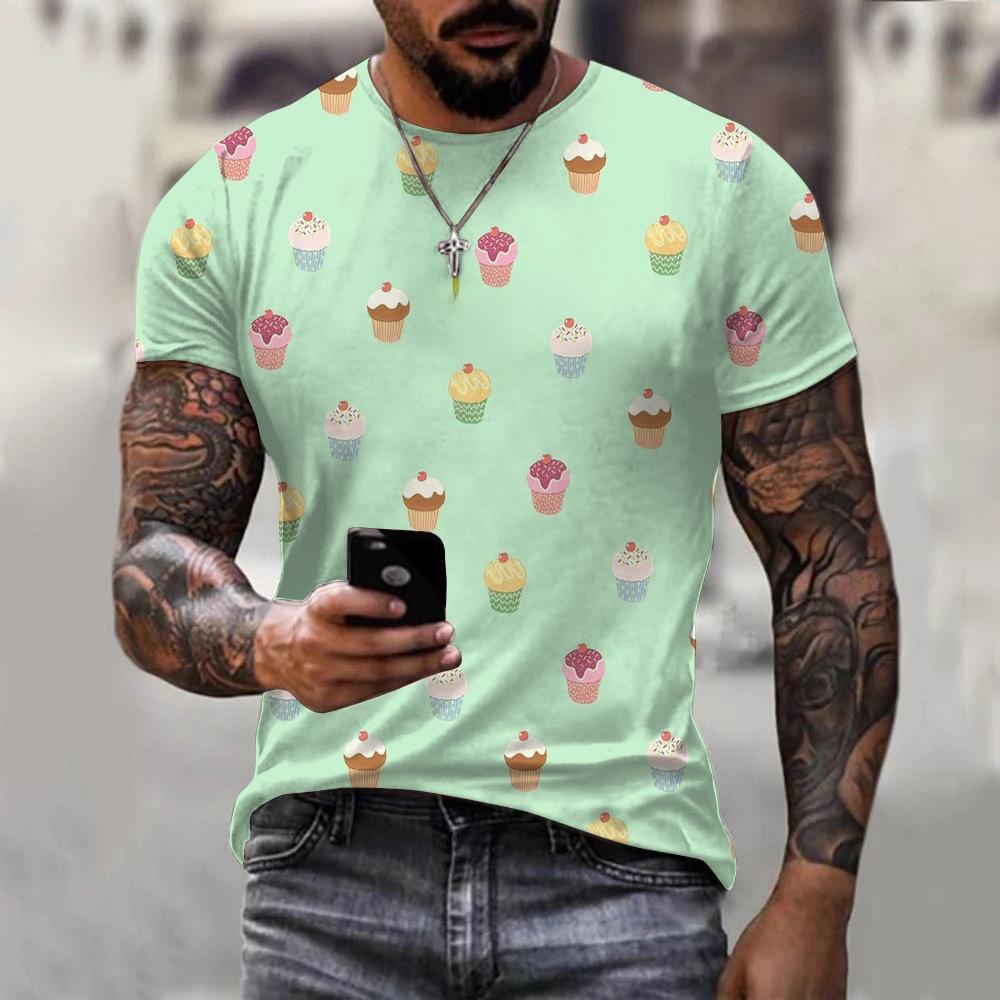 Christmas and summer men's 3D fashionable round neck slim fit T-shirt