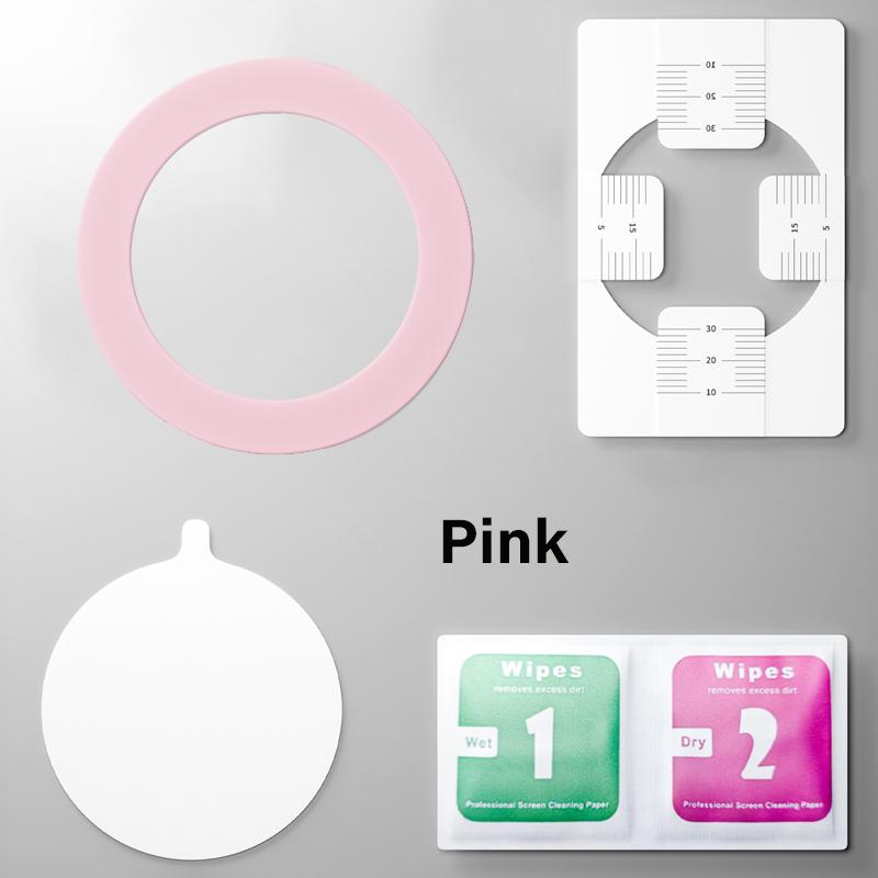 Piastra Magnetica Universale in Plastica per Ricarica Wireless Magsafe Anello Magnetico Staffa Magnetica Supporto per Telefono da Auto con Set di Pulizia