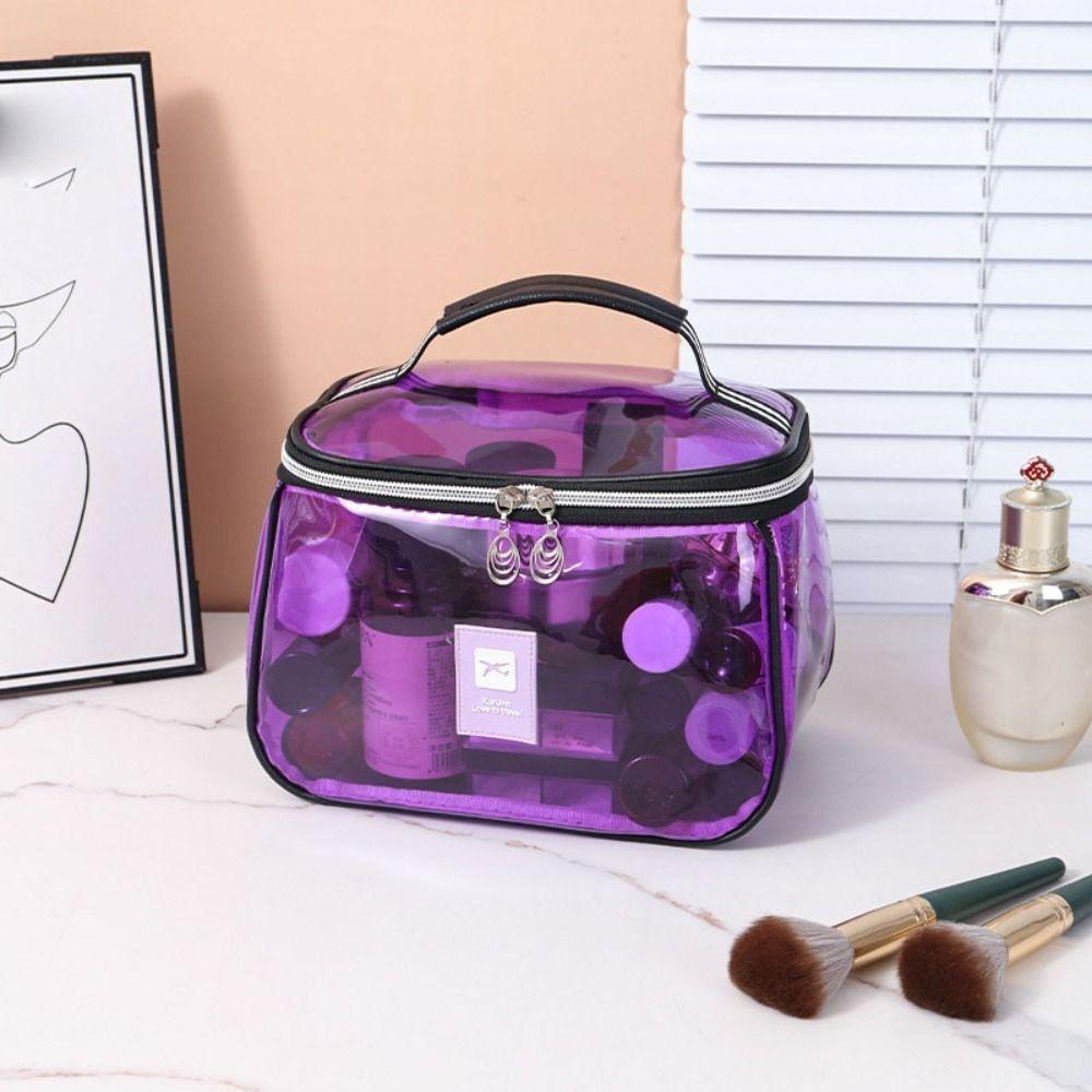 New PVC Wash Bag Transparent Waterproof Cosmetic Bag Large Capacity Handheld Toiletry Storage Organizer Women
