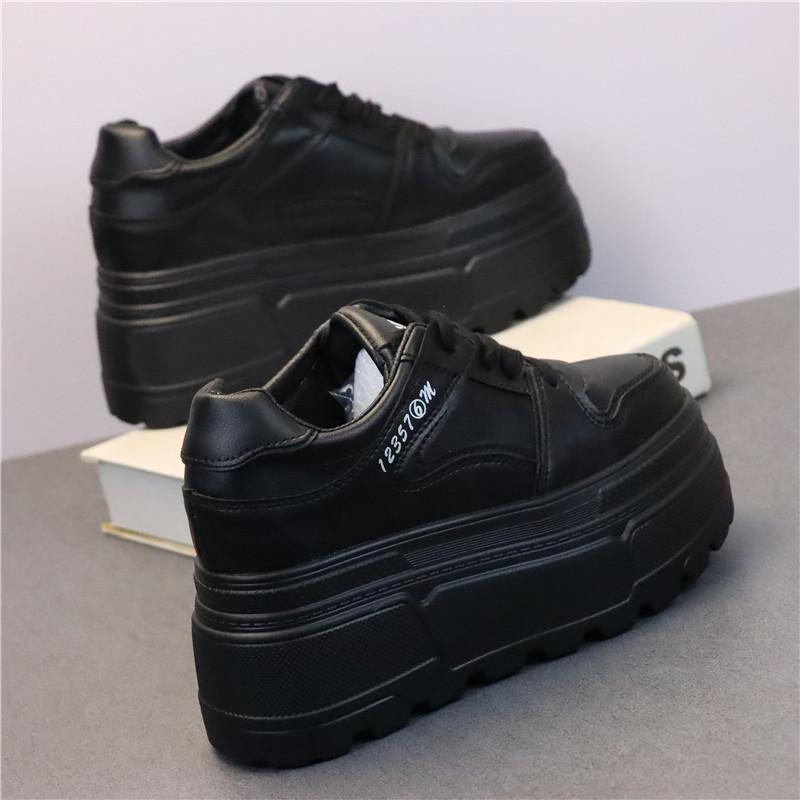Fashion 8CM High Quality Microfiber Leather White Platform Sneakers for Women Wedge Heel Sneakers Shoes Comfy Casual Shoes Female