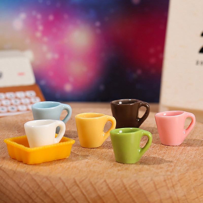 4Pcs 1:12 Dollhouse Miniature Coffee Cup Tea Cup Tray Kitchen Model Decor Toy