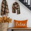 Welcome to Our Happy Place Relax Decorative Throw Pillow Covers 12x20 Inch Set of 2 Orange Outdoor Farmhouse Spring Fall Decor Lumbar Cushion Case